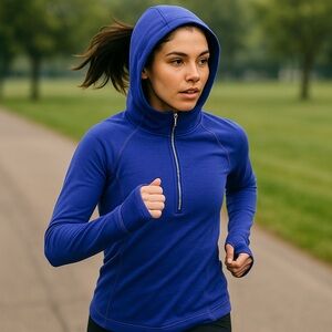 Lululemon Purple 1/2 Hooded Pullover Women’s Small, Thumbholes & Ponytail Hood